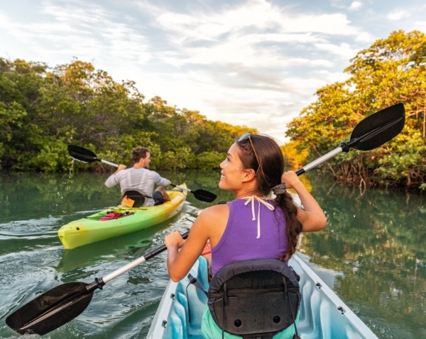 Two people kayaking