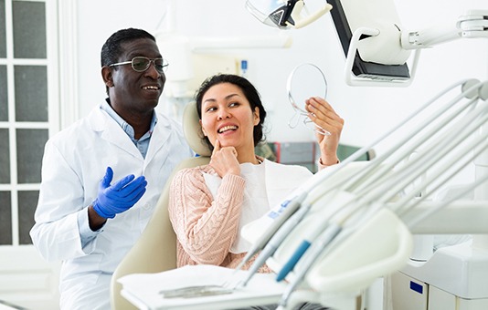 Woman smiling at the dentist